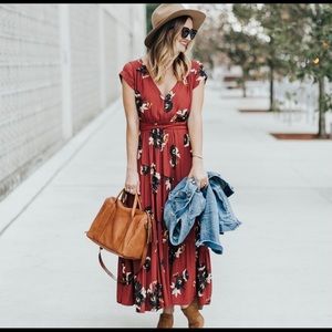 Free People Red Floral Maxi Dress